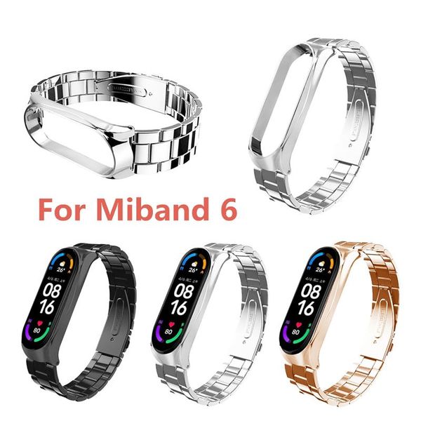 

watch bands for mi band 6 stainless steel strap wristband bracelet watchbands, Black;brown
