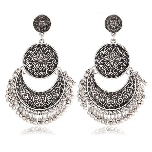 

stud 2021 vintage gold color earrings retro silver boho bijoux flower earring for fashion women ohrringe accessories, Golden;silver