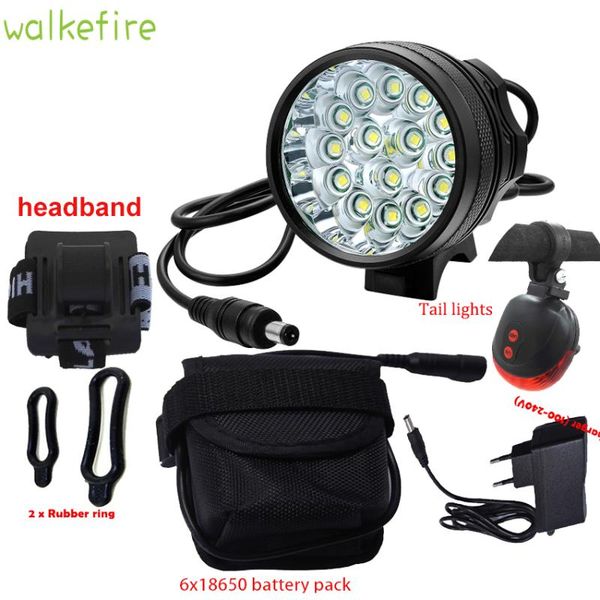 

high lumen 15 -xlm bicycle front light cycling led accessories rechargeable lamp bike +safety tail laser lights