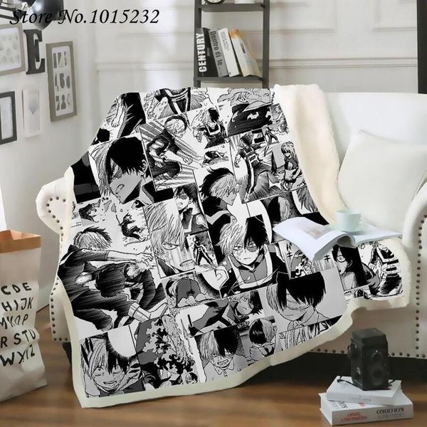 

blankets anime my hero academia funny character blanket 3d print sherpa on bed home textiles dreamlike style 02