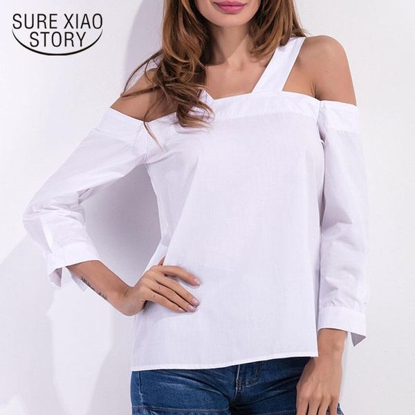

womens and blouses 2021 korean fashion clothing white blouse shirts off shoulder ladies 3355 50 women's &