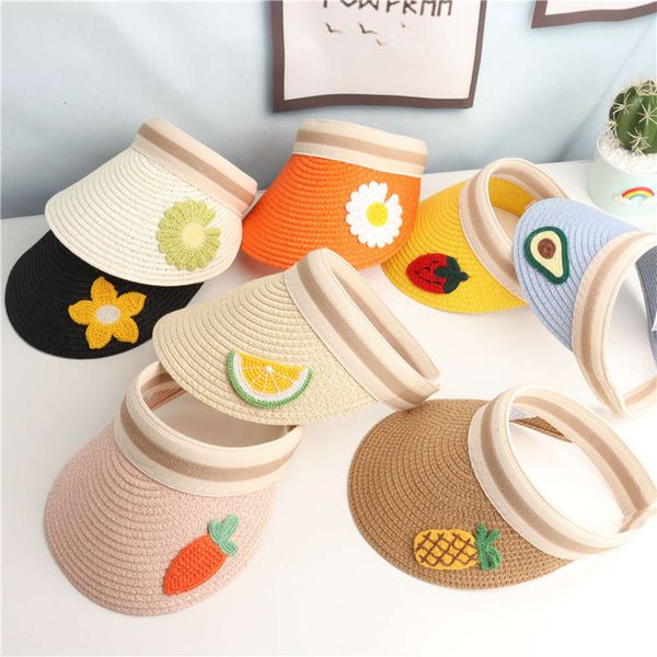 

boys and girls sunscreen empty hat primary school children's fruit no grass sunshade summer thin style, Yellow