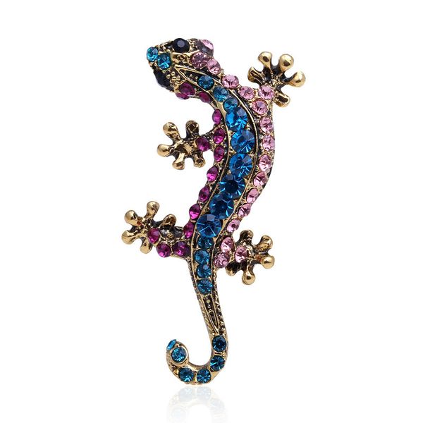 

factory 21ss lizard inlaid diamond brooch metal animal drop oil brooch clothing accessories fashion pin female christmas xmas gift