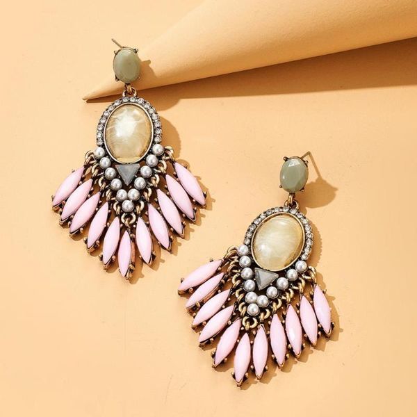 

dangle & chandelier baroque women rhinestone inlaid geometric ear stud earrings party jewelry, Silver