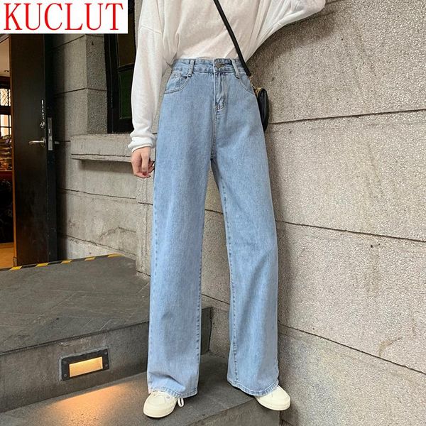 

woman jeans high waist clothes wide leg denim clothing blue streetwear vintage quality 2021 fashion harajuku straight pants women's