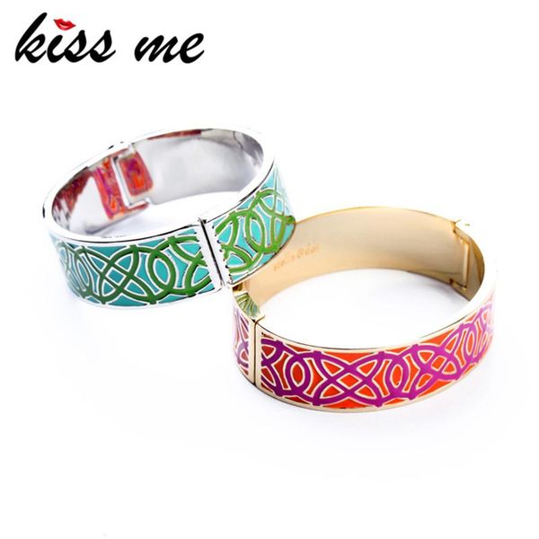 

bangle kissme artistic ethnic carving pattern alloy for women green red enamel magnetic type cuff bracelets 2021 fashion jewelry, Black