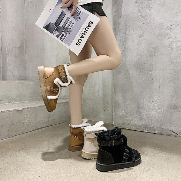 

boots women's winter style korean fashion all-match warmth platform locomotive short tube cotton shoes, Black