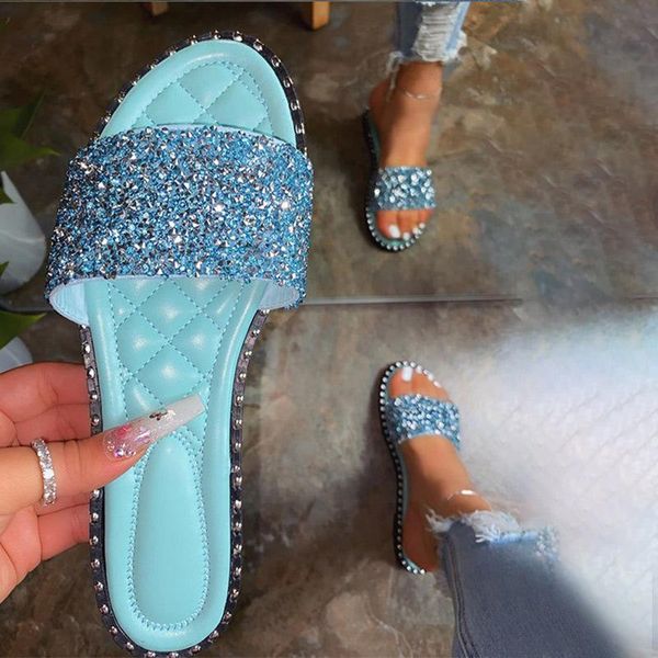 

women casual summer flat beach slippers female crystal shoes for girls fashion ladies leisure footwear, Black