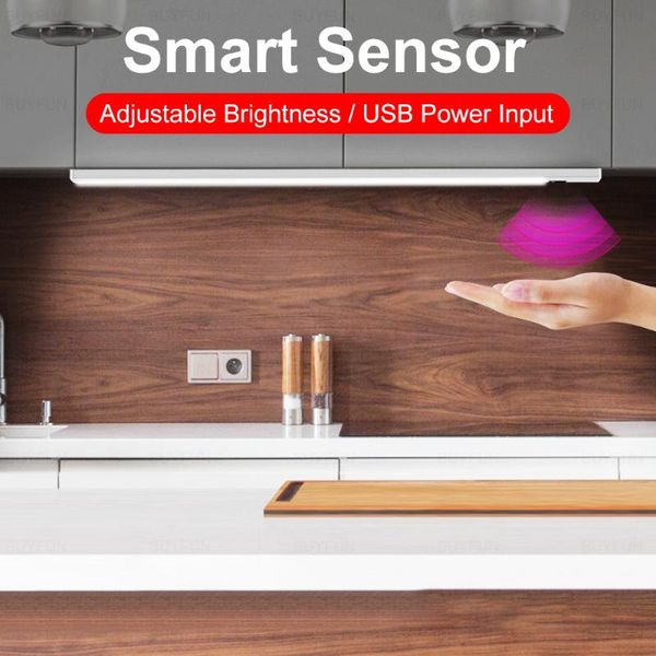 

usb motion sensor led hand scan waving kitchen non-contact strip diode lights brightness adjustable lamp waterproof cabinet light