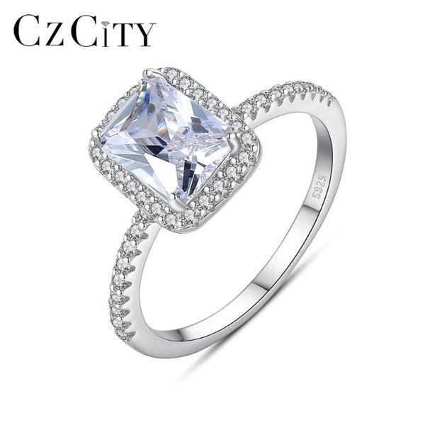 

classic rings for women wedding 925 sterling silver fine jewelry clear cz stone ring dating party christmas gifts sr-501 cluster, Golden;silver