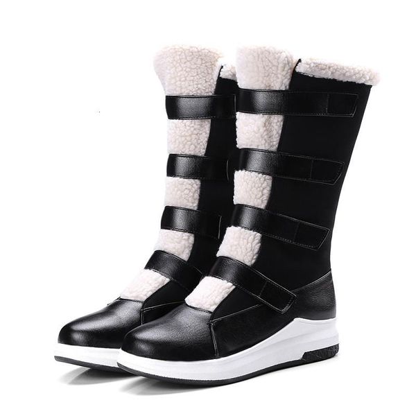 

boots lvabc woman mid-calf warm ladies snow plush winter fur plus size 33-431 7emz, Black