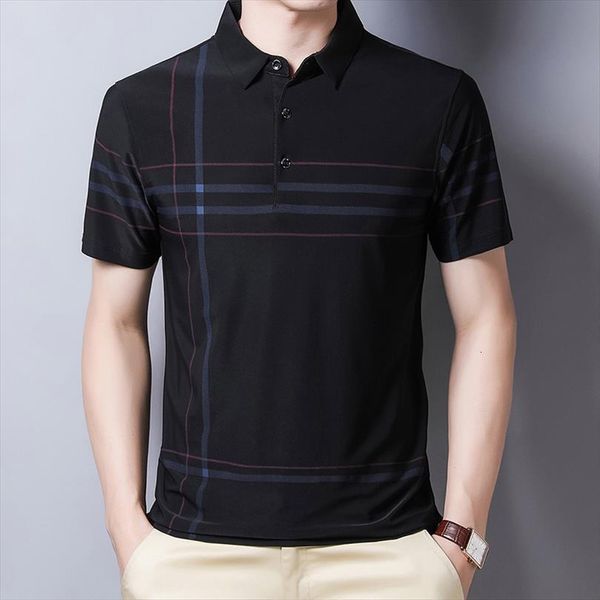 

fashion plaid shirts summer men polos short sleeve tee shirt homme slim fit camisa masculino t985, White;black