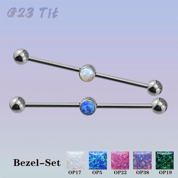 

other gzn astm f136 titanium industrial barbells bar opal ear ring helix tragus stud cartilage earrings piercing jewelry wholesale, Slivery;golden