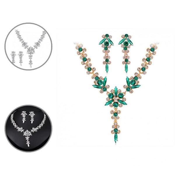 

earrings & necklace trendy exquisite female adjustable extension chain women set stud 1, Silver