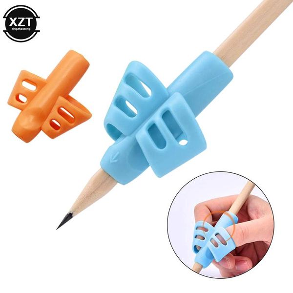 

refills 6 pcs est student writing posture corrector butterfly pen holder sleeve, Black;red