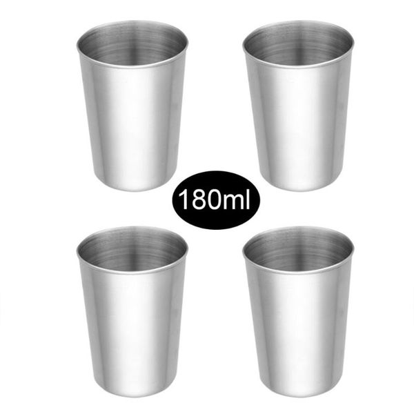 

mugs 4pcs stainless steel pint cups 180/320ml capacity unbreakable drinking tea coffee cup drinkware wine tumbler glasses