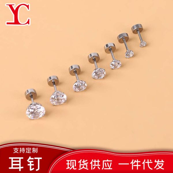 

stainless steel zircon round earrings, simple zircon earrings puncture jewelry