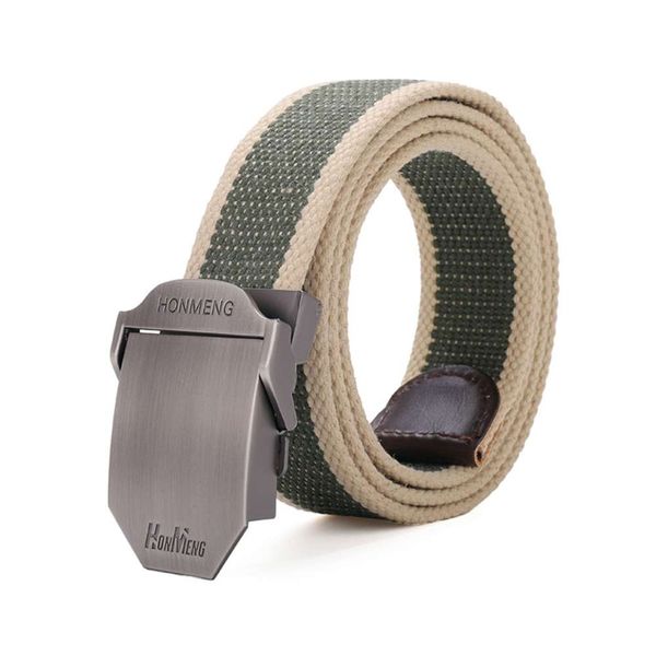 

fashion young men's canvas casual trouser korean student breathable wear-resistant automatic buckle belt trendy men, Black;brown