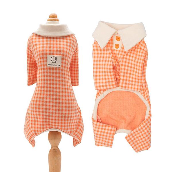 

dog apparel overalls for dogs autumn winter pet jumpsuit cute plaid costume small cotton stretchy puppy base coat xs-2xl
