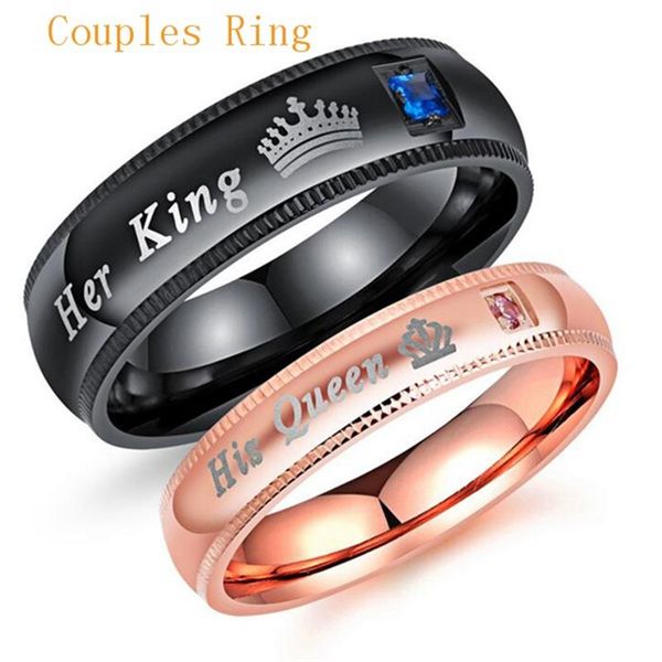 

wedding rings crown titanium steel couple ring engagement men and women set romantic jewelry anniversary accessories, Slivery;golden