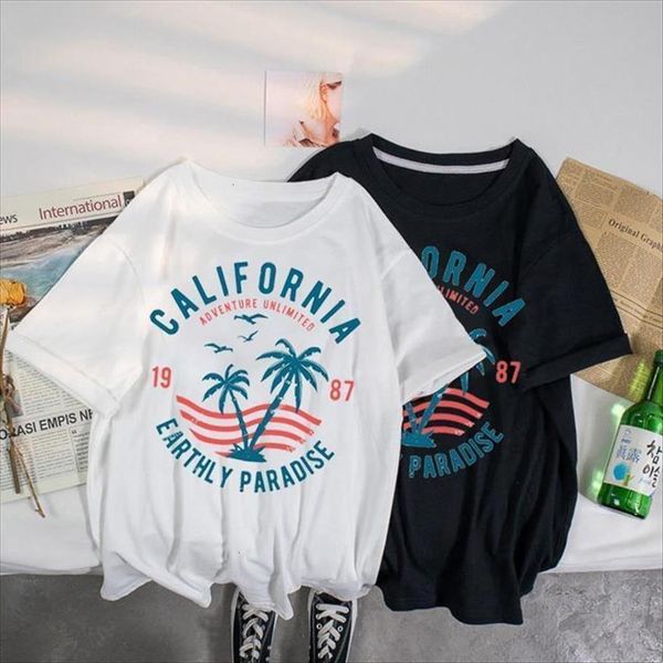 

summer loose california surfing womens t shirts harajuku anime cool punk hunter xx streetwear, White