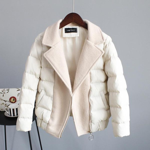 

women's down & parkas [ewq] elegant long sleeve cotton-padded coat sweet women jacket thicken 2021 winter trend stitching queen casual, Black