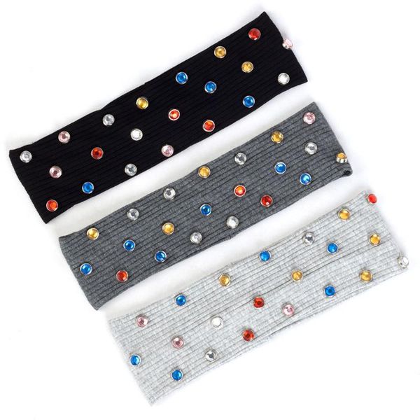

ribbed hairband for women female colorful crystal rhinestones accessories girls turban fashion headwear bohemia elastic headband hair