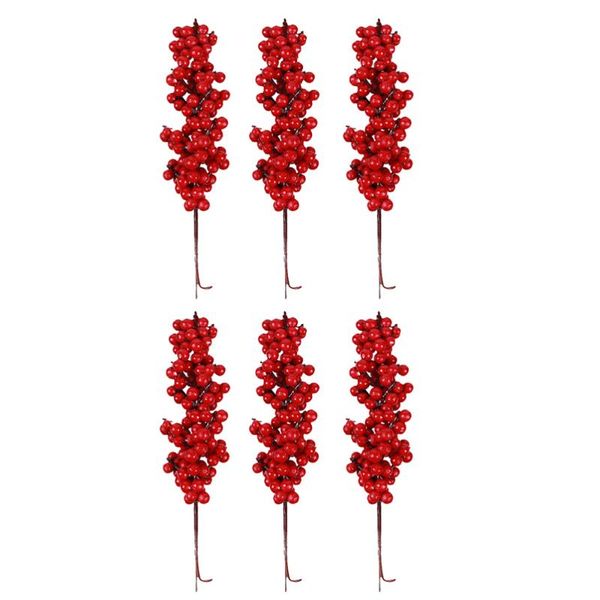 

party decoration 6pcs simulation red berries christmas tree accessories props