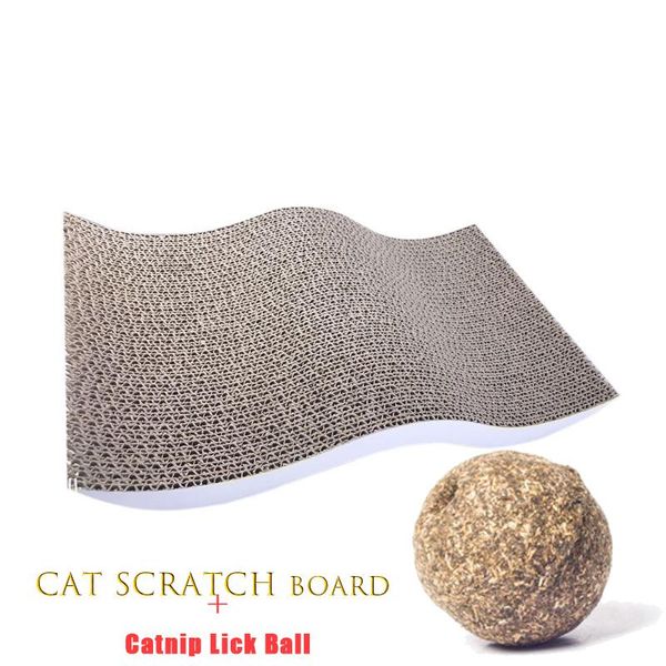 

cat toys kitten cardboard corrugated scratcher scratching pad sofa bed board mat scratch with catnip lick ball