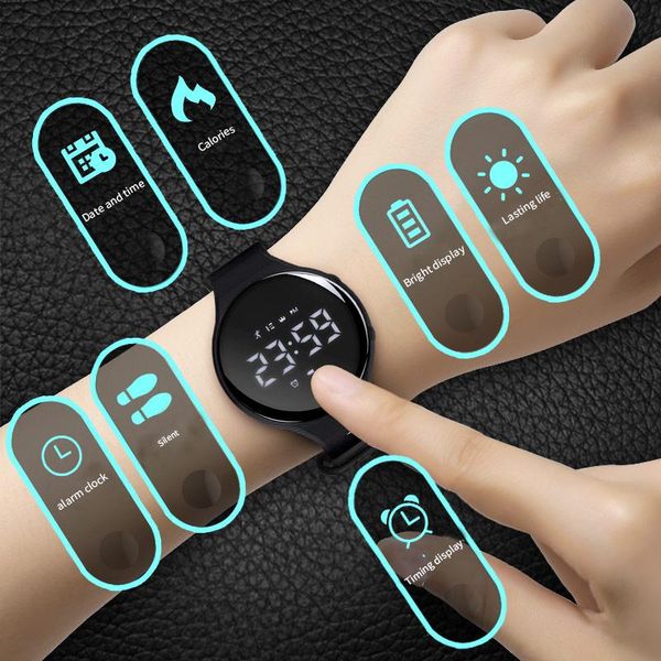 

wristwatches smart digita watch sport men's alarm clock pedometer timing display calorie burned usb direct charge relogio masculino, Slivery;brown