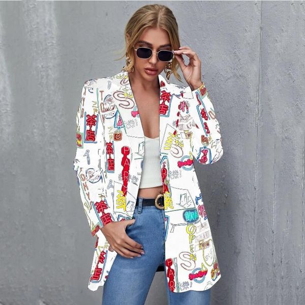 

women's suits & blazers fashion female irregular lapel print long sleeves suit jacket elegant autumn winter office lady coat cardigan c, White;black