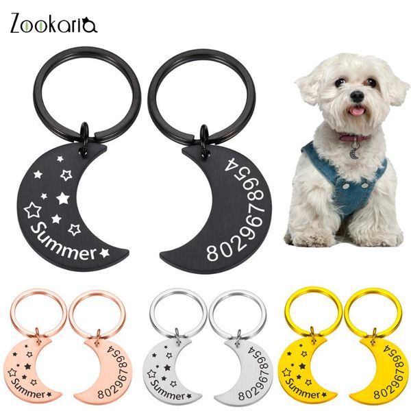 

personalized collar pet id tag engraved name phone number for cat puppy dog pendant keyring moon accessories tag,id card