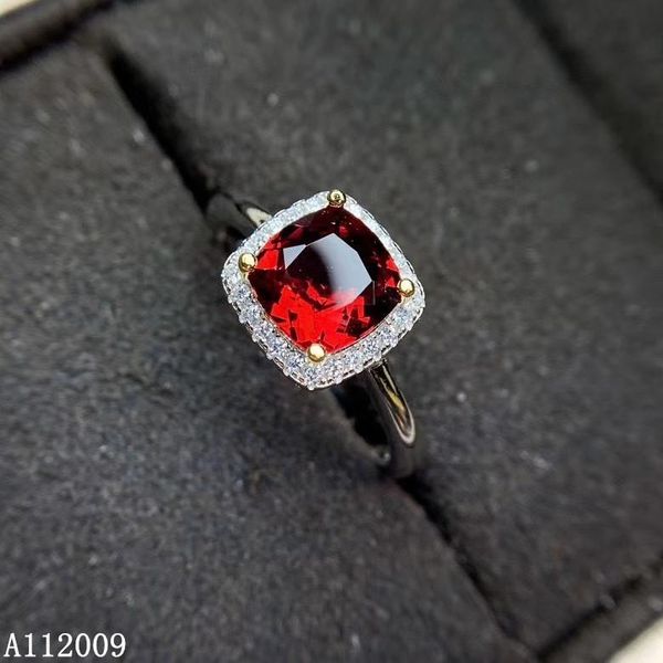 

cluster rings kjjeaxcmy fine jewelry 925 sterling silver inlaid natural garnet ring delicate female lovely support test selling, Golden;silver