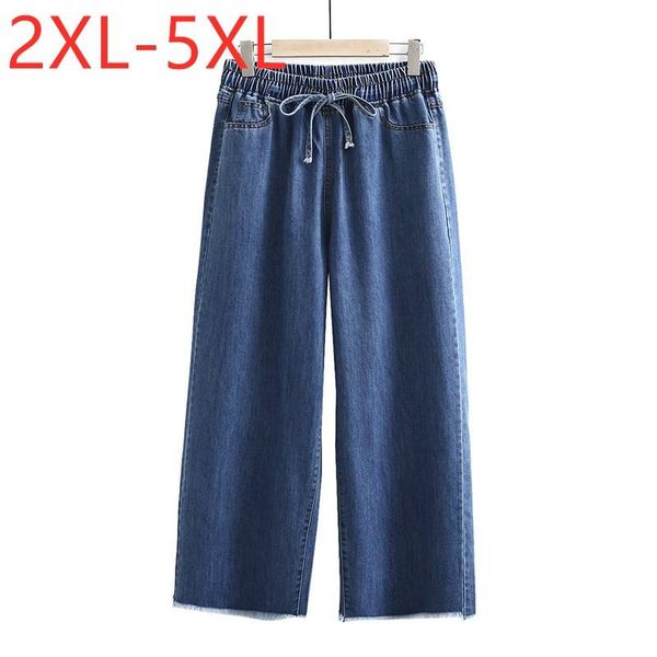 

ladies autumn winter plus size jeans for women large loose cotton blue pocket belt wide leg denim pants 3xl 4xl 5xl women's & capris, Black;white