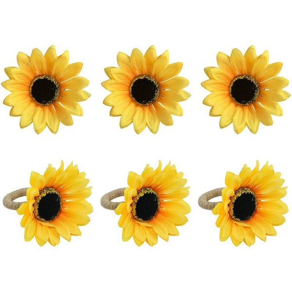 

napkin rings set of 6, handmade ring for wedding, dinner party, banquet, serviette christmas(sunflower)