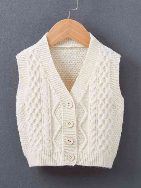 Bebê Sem Mangas Cable Knit Cardigan Ela