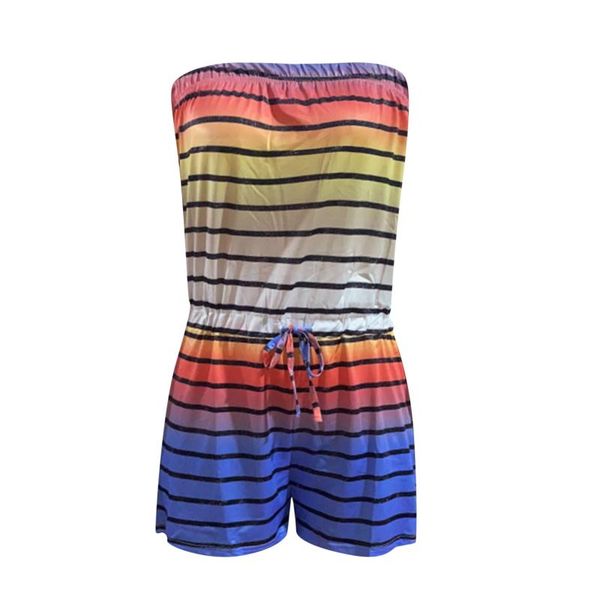 

women's pants & capris telotuny jumpsuit women summer 2021 high street overalls ladies sleeveless beach short stripe strapless romper, Black;white
