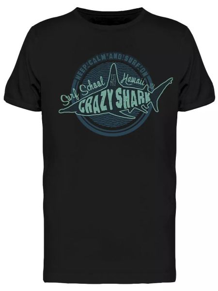 

Crazy Shark Surf School Tee Men's -Image by Shutterstock, White;black