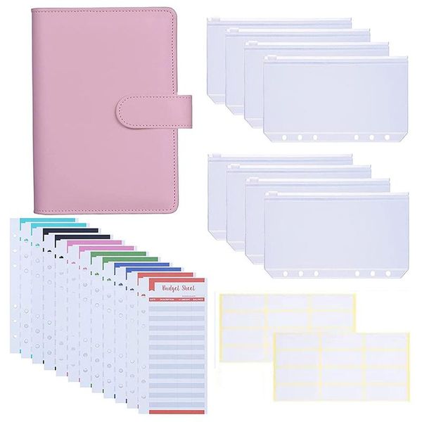 

leather binder cover with 8pcs a6 pockets good for keep cash coupons passport tickets notes cards gift wrap