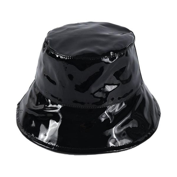 

couple models fashion patent leather fisherman hat hipster street summer leisure play beach outdoor hats, Black;white
