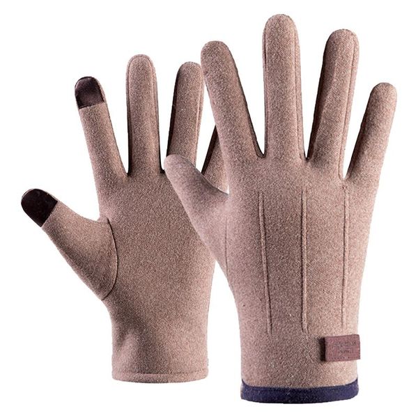 

cycling gloves winter for men women touch screen bike mtb thermal windproof warm full finger velvet ski, Black