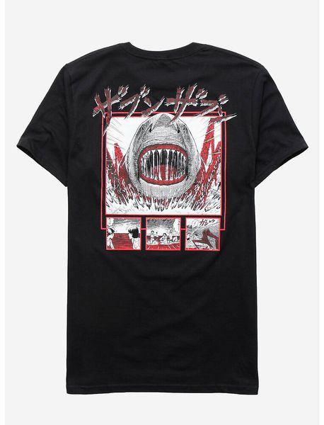 

junji ito gyo shark t-shirt, White;black