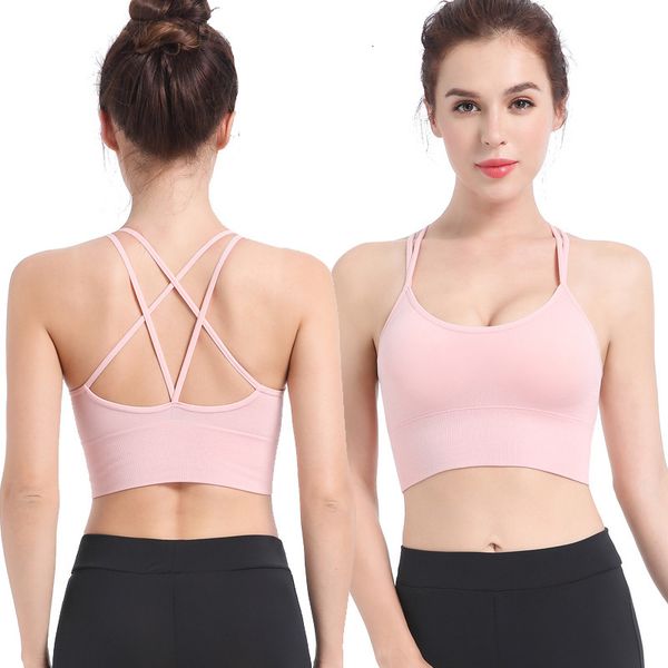 

women cross back sports breathable shock proof fitness push up yoga running active sportswear vest bra, Black;white