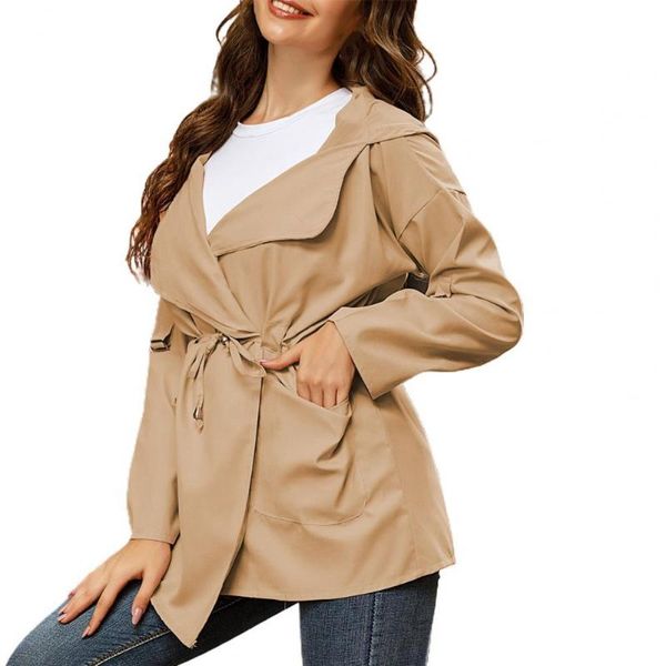 

spring womens jackets and coats casual streetwear 4 colors hooded windbreaker plus size women women's, Black;brown