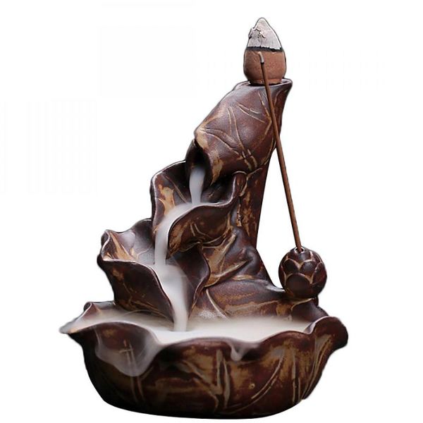 

fragrance lamps chinese ceramic smoke lotus incense waterfall burner quemador de incienso creativity office home stick holder crafts