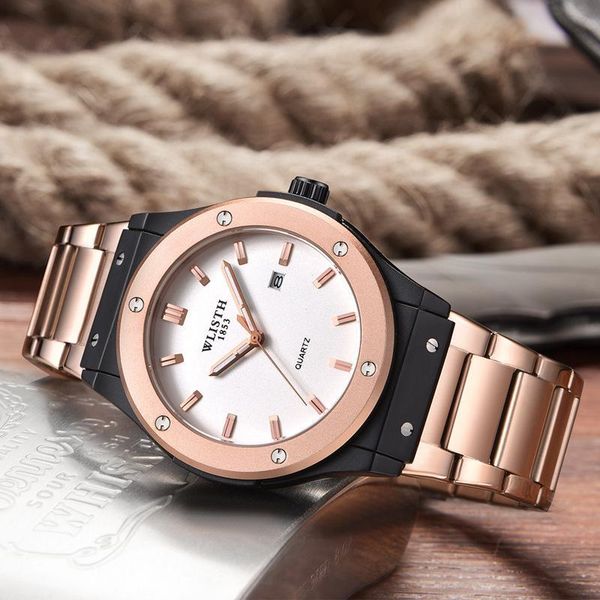 

wristwatches wlisth calendar quartz business men watch waterproof stainless steel sport wrist man clock relogio masculino, Slivery;brown