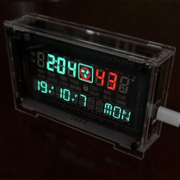 

desk & table clocks vfd clock vacuum fluorescent display two-color screen 5v power supply time memory 6 inches