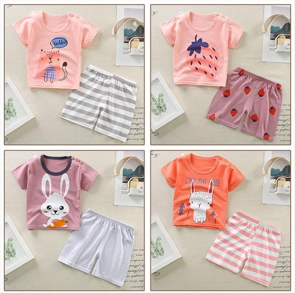 

baby boy girls clothes childrens short sleeved t shirt shorts suit 1 5 years old boys summer pajamas soft 2pcs, White