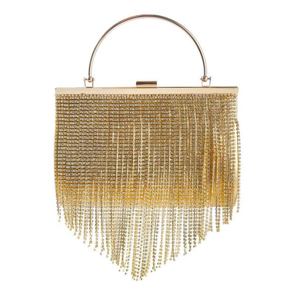 

evening bags 2021 elegant ladies rhinetone fringe tassel bag for women gold crystal clutches phone purse pack totes wedding