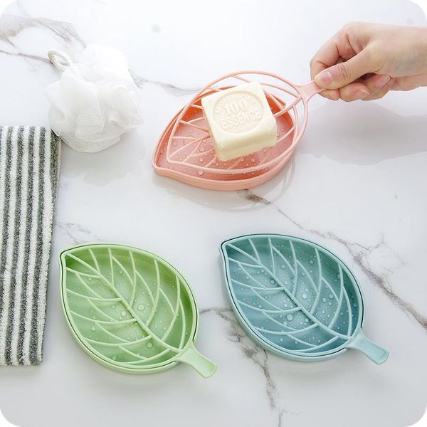 

1pc plastic drain soap box double layer leaf shape storage rack holder container for bathroom products home organizer dishes